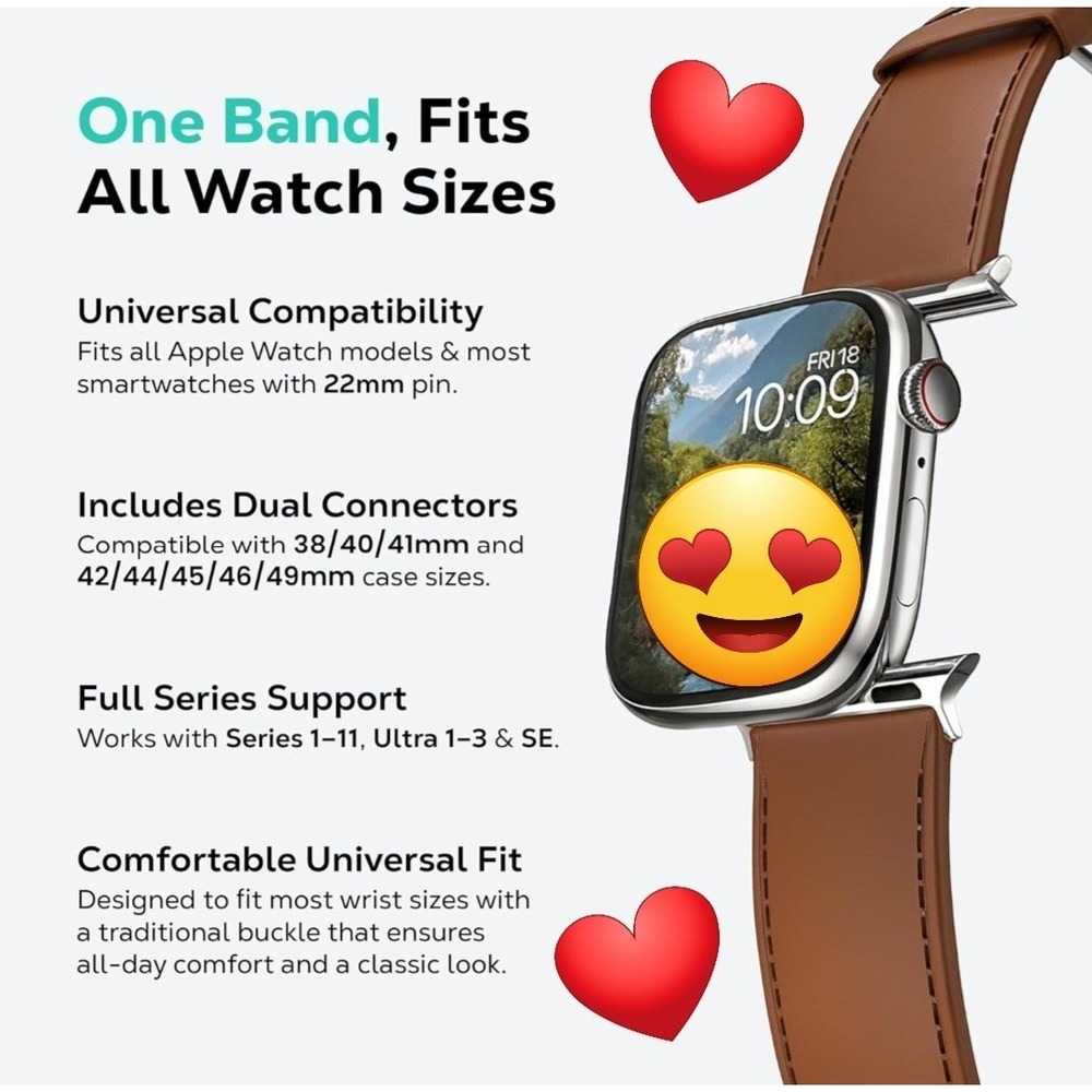 MobyFox Leather Apple Watch Band Brown (1 Size Fits All Apple Watches) BRAND NEW - Picture 4 of 6